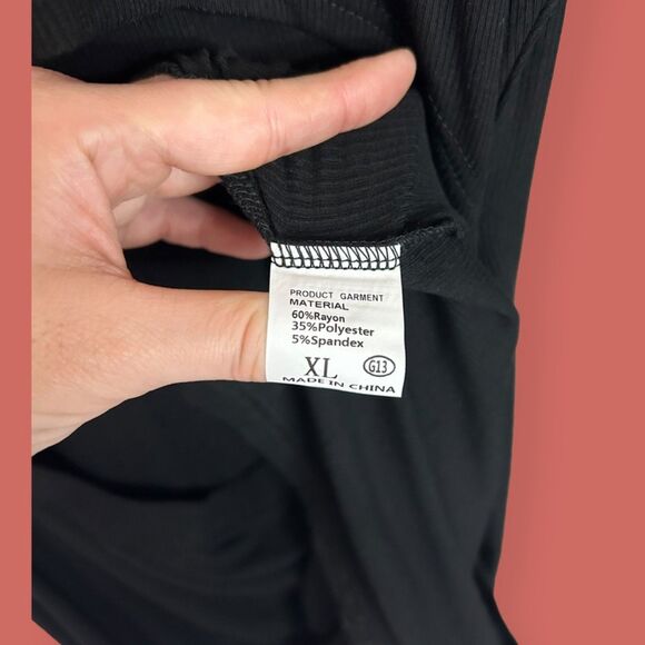 🖤 NWOT CUTOUT BLACK MIDI DRESS LONG SLEEVES FLATTERING XL - Picture 5 of 6